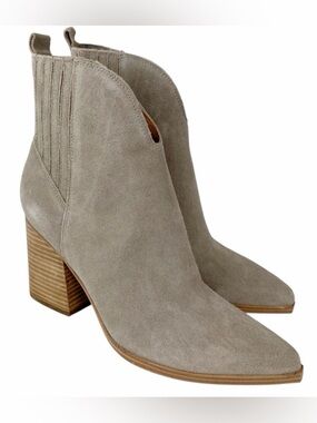Marc Fisher NEW Ommie Pointed Toe Boots Suede Leather Light Natural Tan Size 10